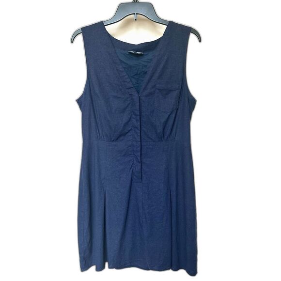 ModCloth Dress 10 Sleeveless Mini Blue Linen Blend - Picture 1 of 7